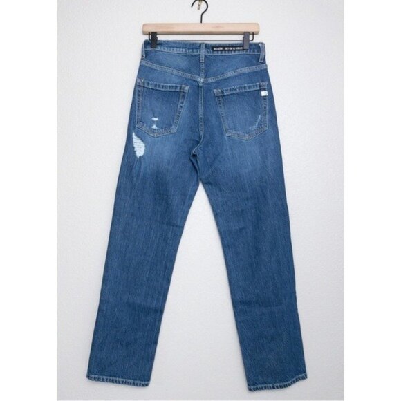 NWT Oak & Acorn Ninety Three Patch Mid Loose Jean 27 Dark Straight High Waisted - Picture 9 of 12